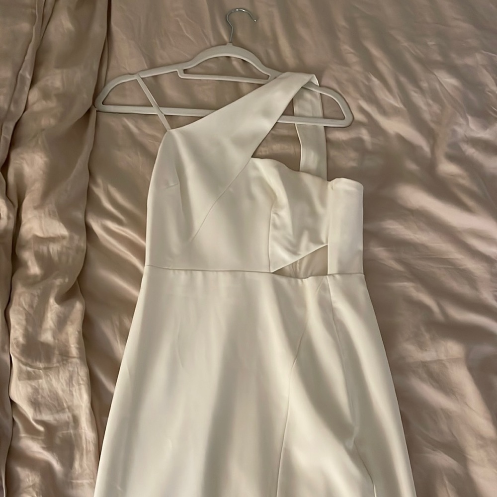 Aidan Maddox white cutout dress